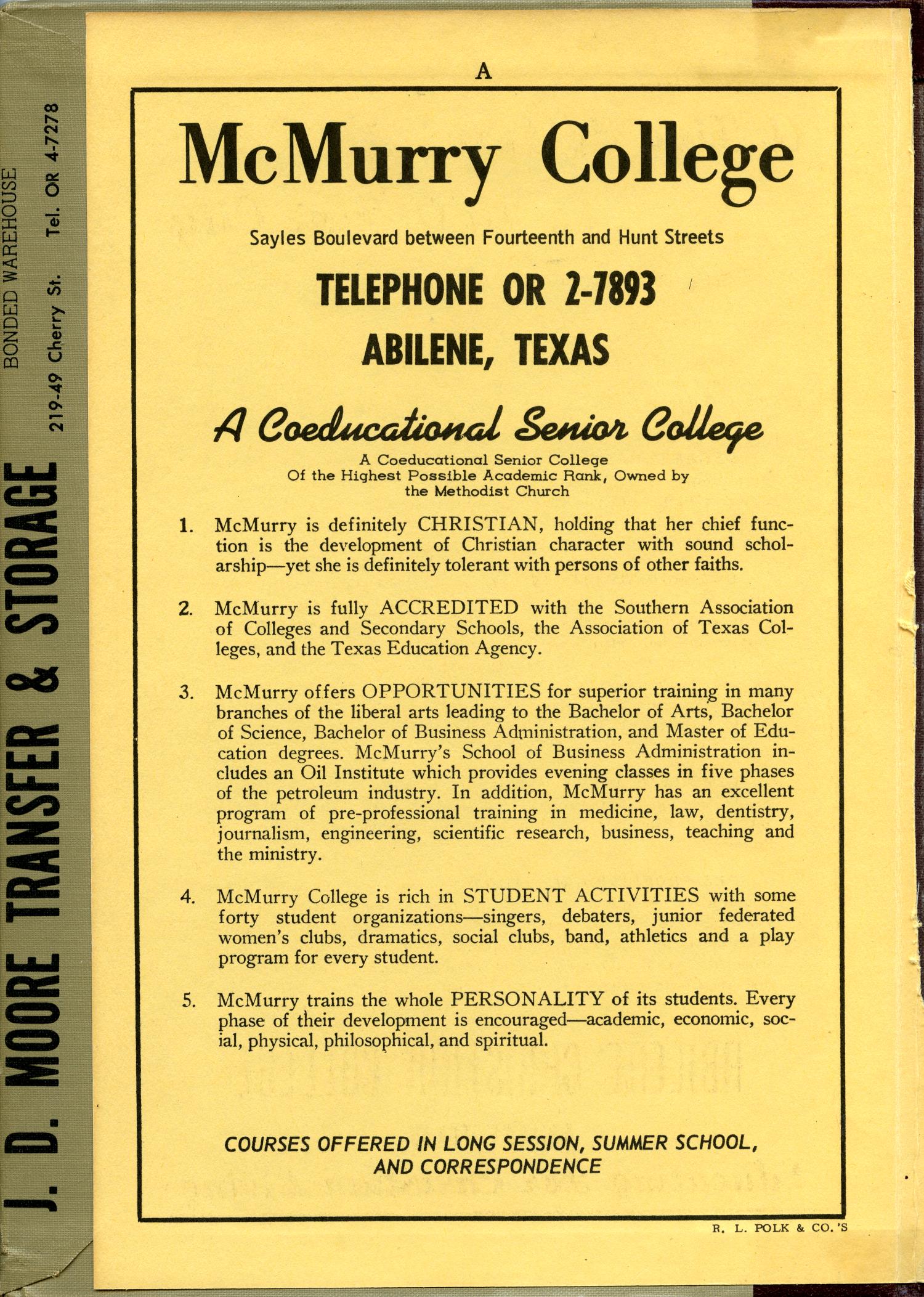Polk's Abilene (Taylor County, Texas) City Directory, 1958
                                                
                                                    Front Inside
                                                