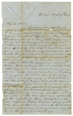 Primary view of object titled '[Letter from Maud C. Fentress to David W. Fentress, March 4, 1858]'.
