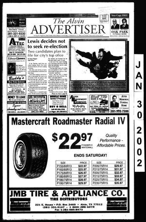 Primary view of object titled 'The Alvin Advertiser (Alvin, Tex.), Ed. 1 Wednesday, January 30, 2002'.