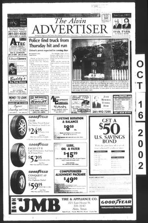 Primary view of object titled 'The Alvin Advertiser (Alvin, Tex.), Ed. 1 Wednesday, October 16, 2002'.