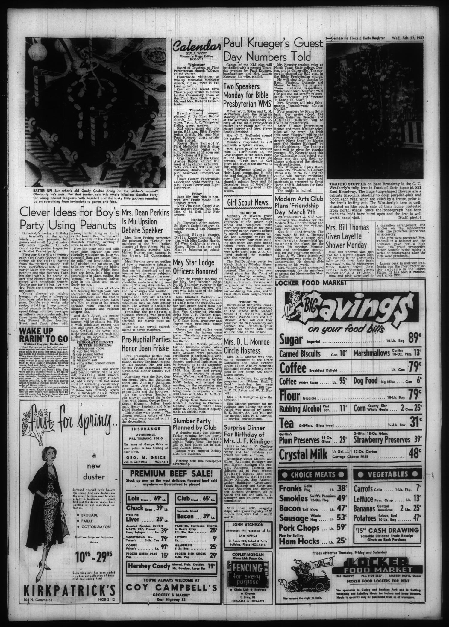 Gainesville Daily Register and Messenger (Gainesville, Tex.), Vol. 67, No. 156, Ed. 1 Wednesday, February 27, 1957
                                                
                                                    [Sequence #]: 3 of 10
                                                