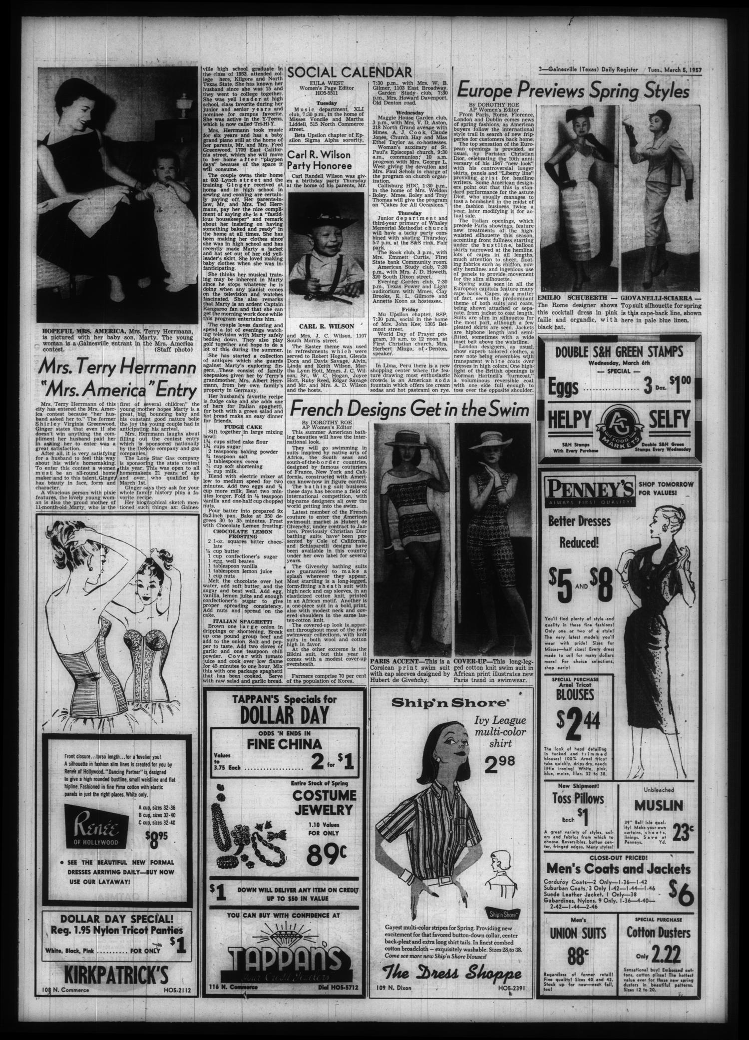 Gainesville Daily Register and Messenger (Gainesville, Tex.), Vol. 67, No. 161, Ed. 1 Tuesday, March 5, 1957
                                                
                                                    [Sequence #]: 3 of 10
                                                
