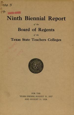 Primary view of object titled 'Board of Regents of the Texas State Teachers Colleges Biennial Report: 1927-1928'.