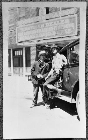 Primary view of object titled '[Two men Dressed as Bonnie and Clyde]'.
