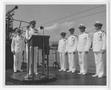 Photograph: [Admiral Raymond A. Spruance and Fleet Admiral Chester W. Nimitz at C…