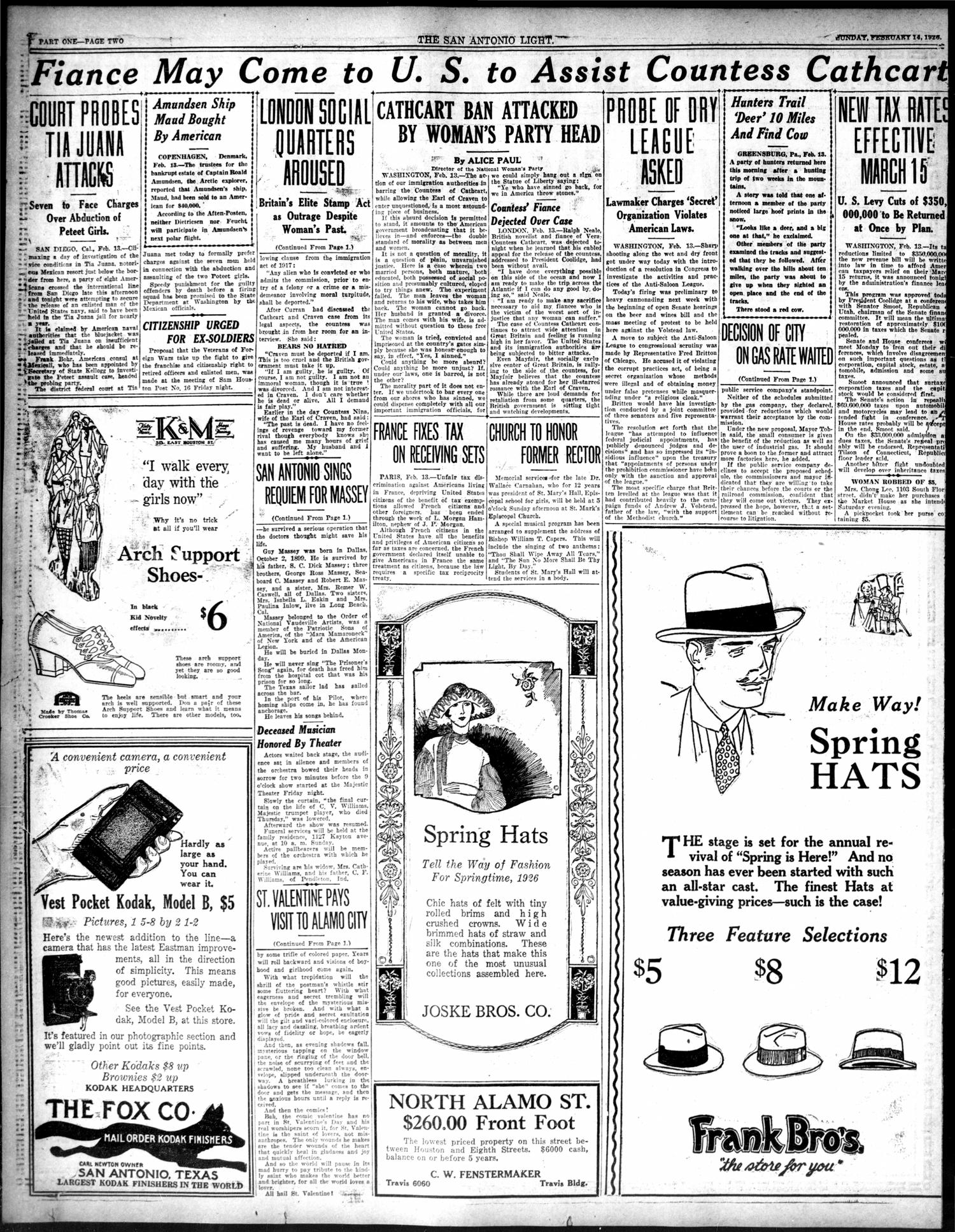 San Antonio Sunday Light (San Antonio, Tex.), Vol. 44, No. 27, Ed. 1 Sunday, February 14, 1926
                                                
                                                    [Sequence #]: 2 of 94
                                                