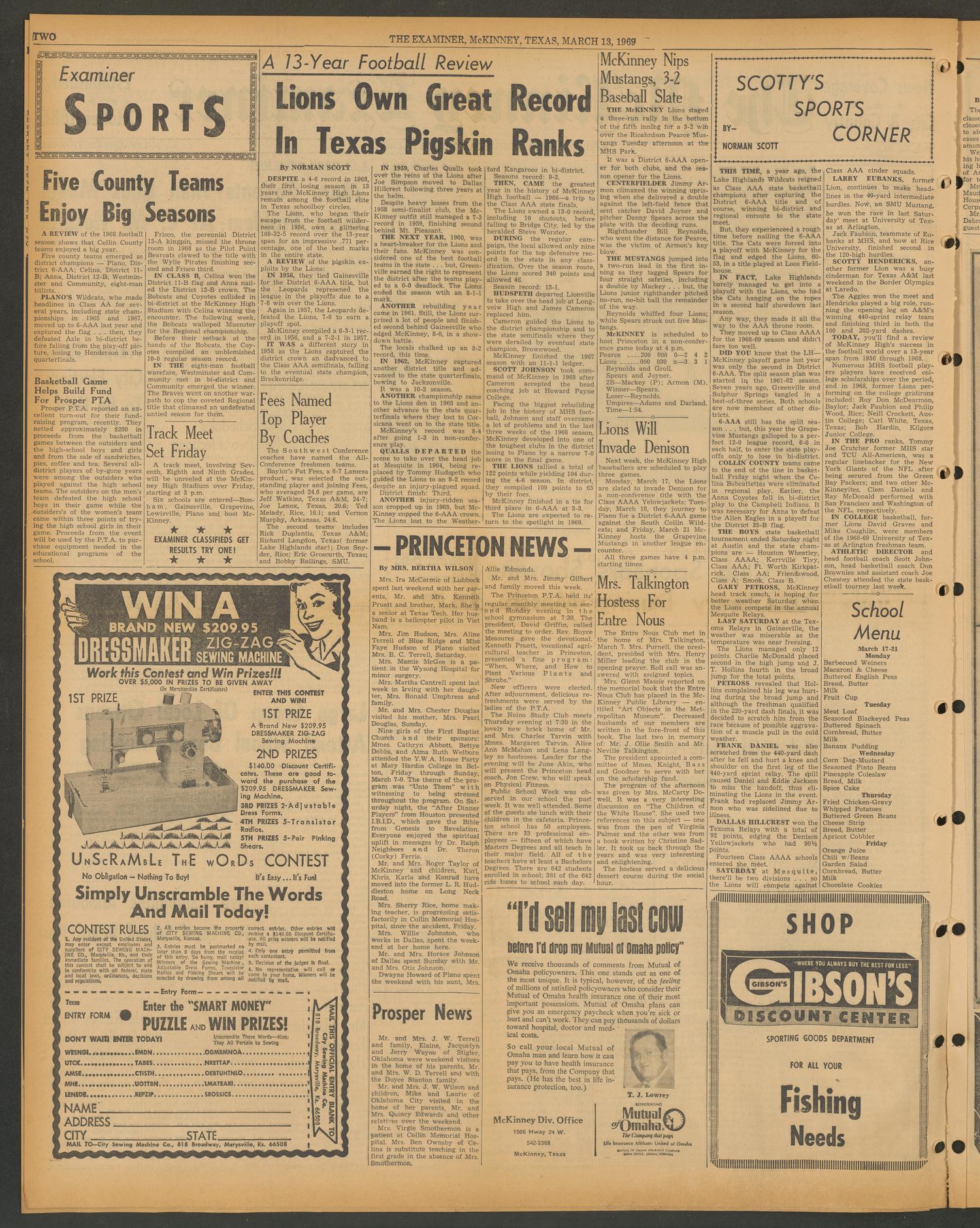 The McKinney Examiner (McKinney, Tex.), Vol. 83, No. 26, Ed. 1 Thursday, March 13, 1969
                                                
                                                    [Sequence #]: 2 of 12
                                                