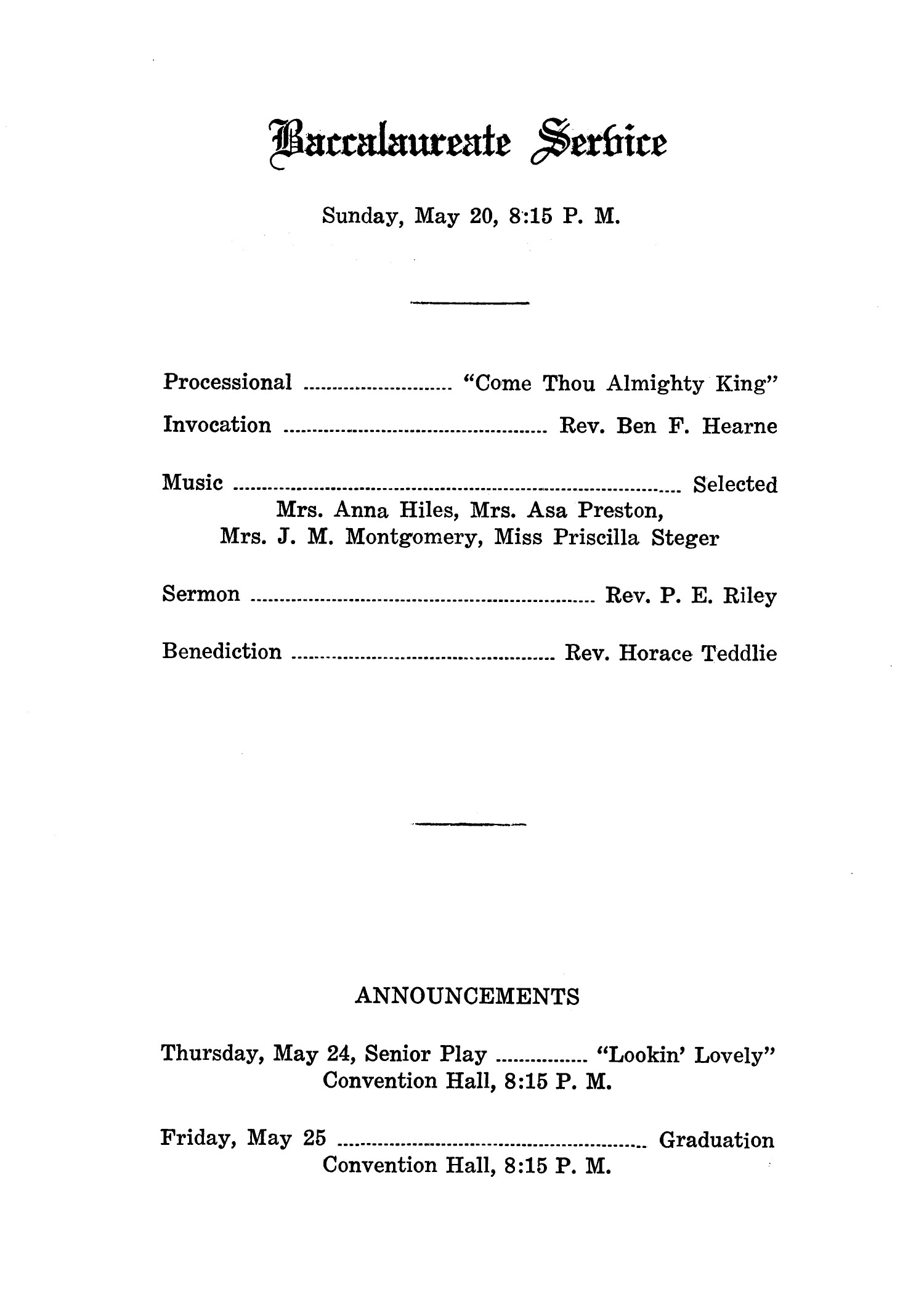 [A Program for Mineral Wells High School Commencement 1934]
                                                
                                                    [Sequence #]: 2 of 4
                                                