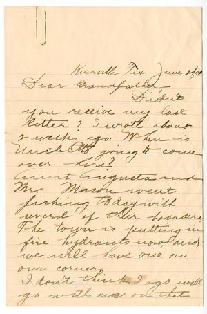 Primary view of [Letter from Chester W. Nimitz to his Grandfather, June 24, 1899]
