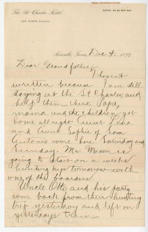 Primary view of [Letter from Chester W. Nimitz to his Grandfather, December 4, 1899]