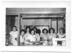 Primary view of object titled '[Sunday School Girls Helping in the Kitchen]'.