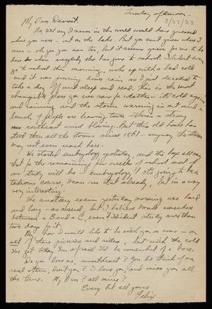 Primary view of [Letter from Felix Butte to Elizabeth Kirkpatrick - March 27, 1923]