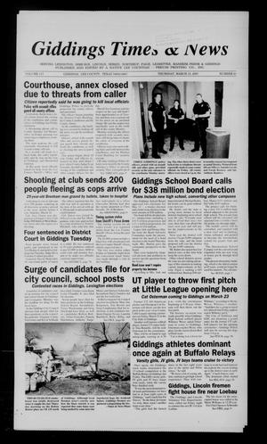 Primary view of object titled 'Giddings Times & News (Giddings, Tex.), Vol. 117, No. 41, Ed. 1 Thursday, March 15, 2007'.