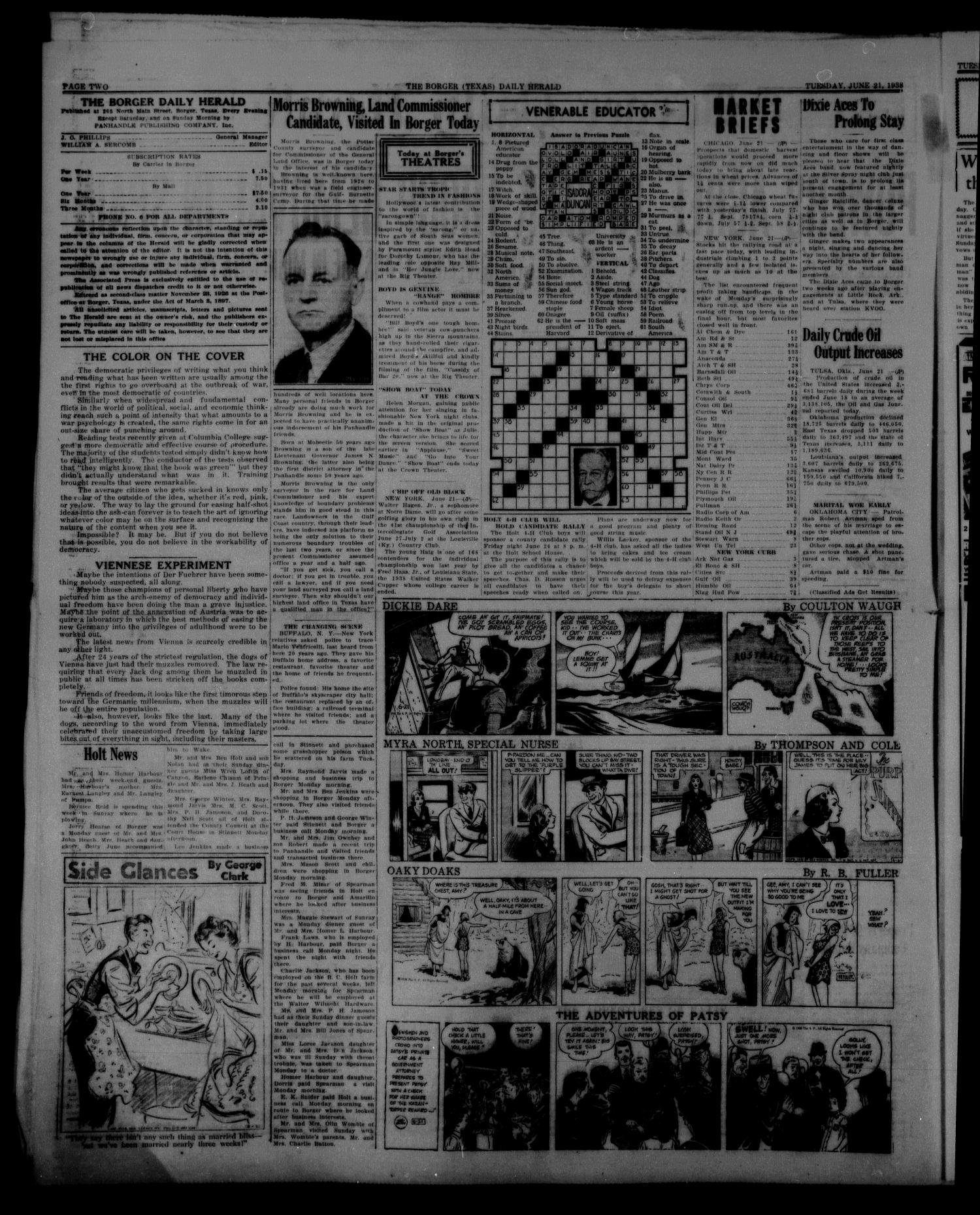 Borger Daily Herald (Borger, Tex.), Vol. 12, No. 183, Ed. 1 Tuesday, June 21, 1938
                                                
                                                    [Sequence #]: 2 of 6
                                                