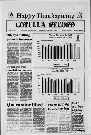 Primary view of object titled 'Cotulla Record (Cotulla, Tex.), Vol. 95, No. 47, Ed. 1 Thursday, November 22, 1990'.