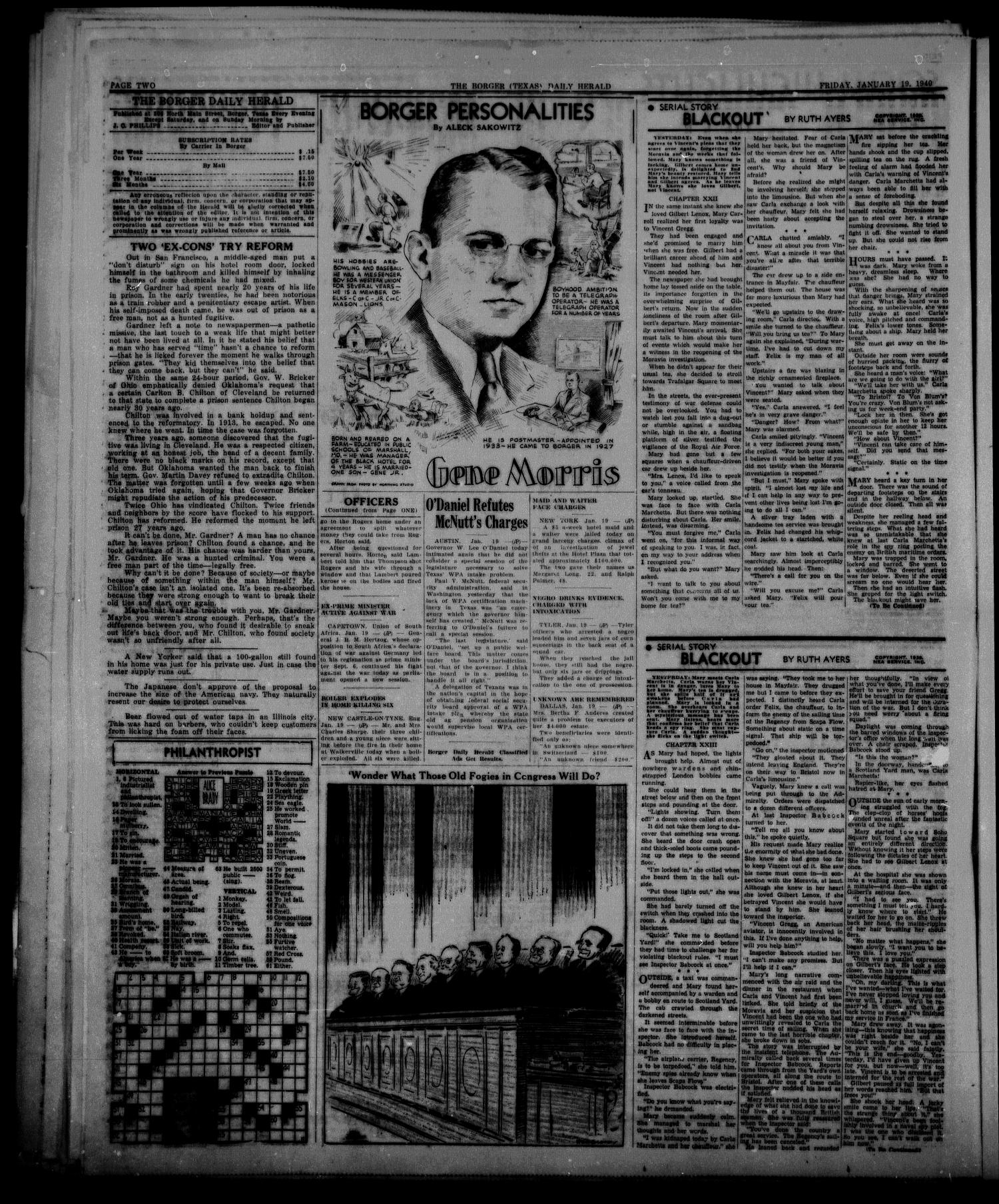 Borger Daily Herald (Borger, Tex.), Vol. 14, No. 49, Ed. 1 Friday, January 19, 1940
                                                
                                                    [Sequence #]: 2 of 8
                                                