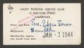 Text: [Hasty Pudding Service Club Membership Card, January 1, 1944]