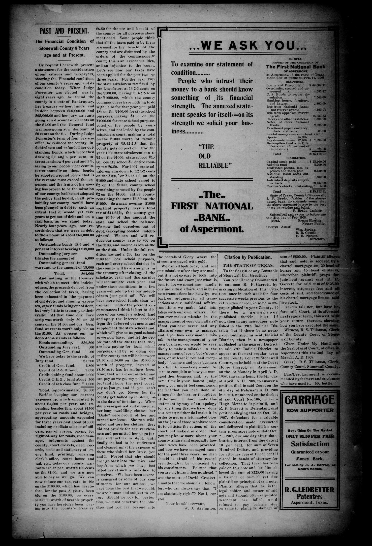 The Aspermont Star (Aspermont, Tex.), Vol. 10, No. 35, Ed. 1 Thursday, March 5, 1908
                                                
                                                    [Sequence #]: 8 of 8
                                                