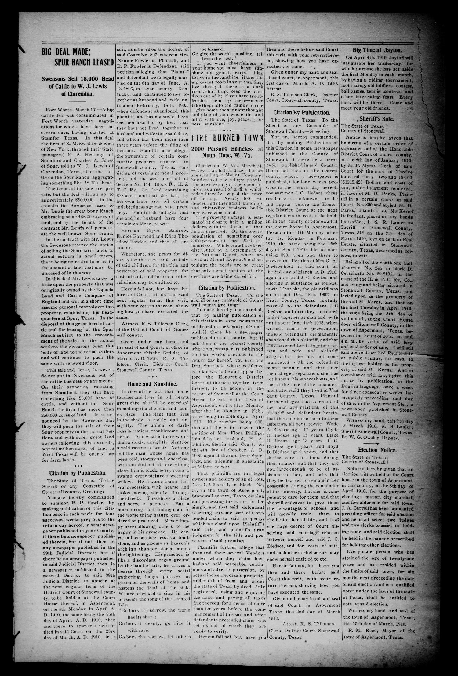 The Aspermont Star (Aspermont, Tex.), Vol. 12, No. 37, Ed. 1 Thursday, March 31, 1910
                                                
                                                    [Sequence #]: 3 of 10
                                                
