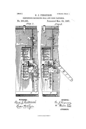 Primary view of object titled 'Continuous Recording-Seal and Door-Fastener.'.