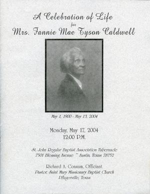 Primary view of object titled 'Fanny Mae Tyson Caldwell's Funeral Service Bulletin'.