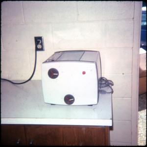 Primary view of object titled '[Equipment at Marshall Public Library]'.