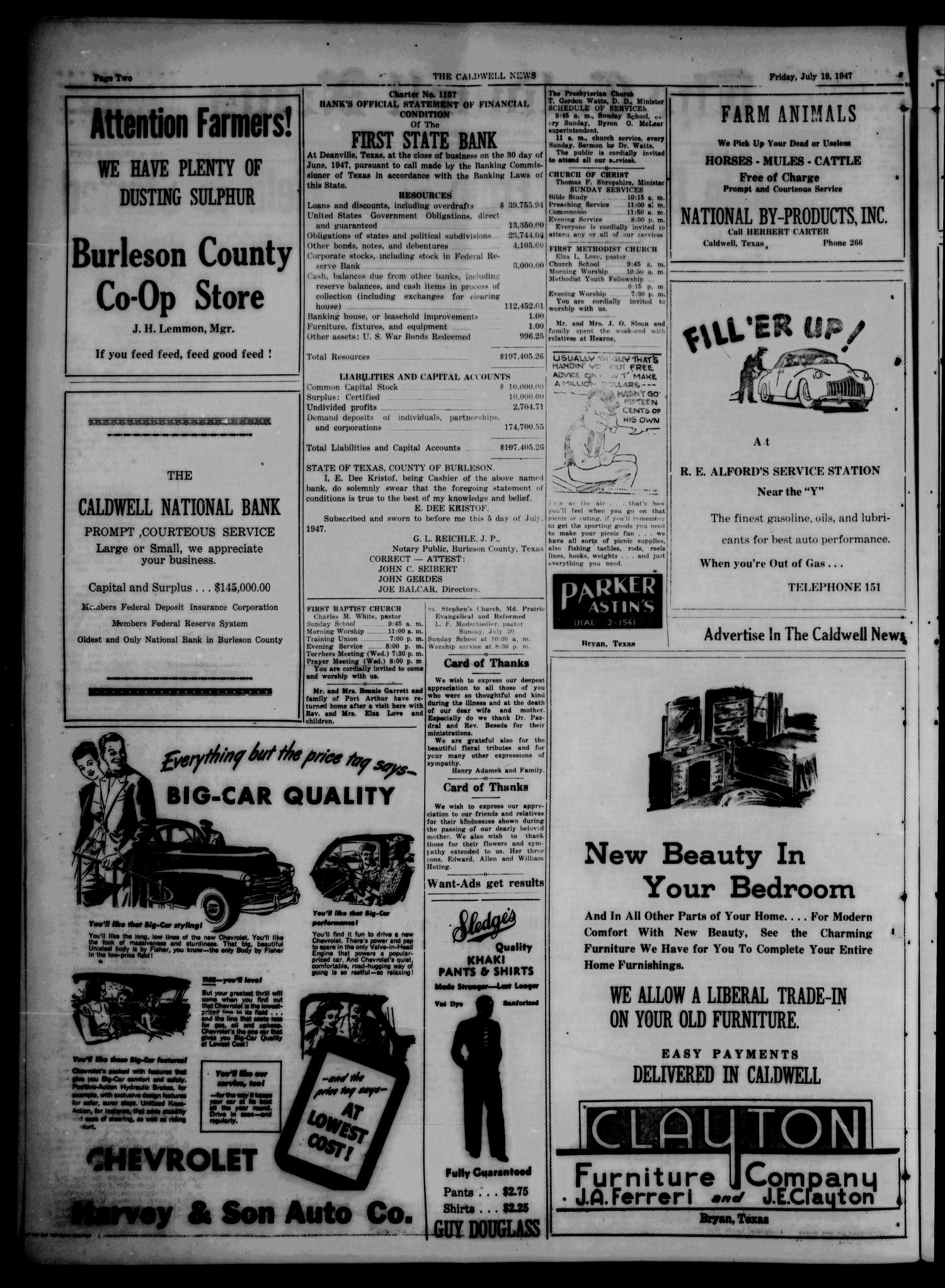 The Caldwell News and The Burleson County Ledger (Caldwell, Tex.), Vol. 60, No. 52, Ed. 1 Friday, July 18, 1947
                                                
                                                    [Sequence #]: 2 of 8
                                                