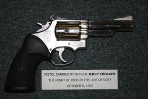 Primary view of object titled '[Image of Arlington Police Officer Jerry J. Crocker's pistol, view 2]'.