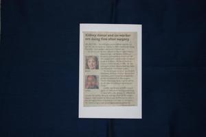 Primary view of object titled '[Image of a newspaper article about the kidney donation of Arlington Police Officer P.J. Brock to co-worker Vern Griffin]'.