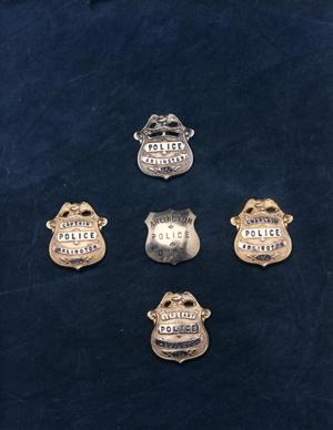 Primary view of object titled '[APD badges, earlier versions, 2nd view]'.