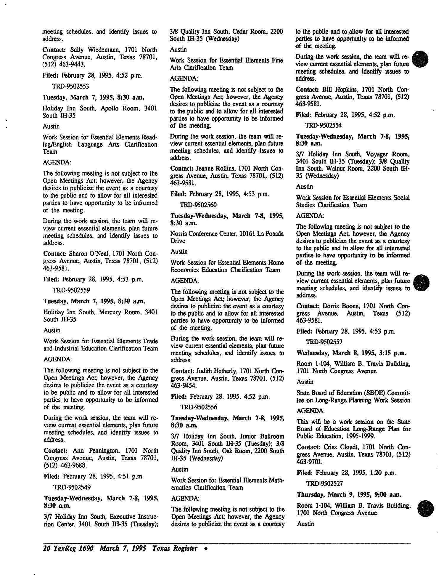 Texas Register, Volume 20, Number 18, Pages 1591-1715, March 7, 1995
                                                
                                                    1690
                                                