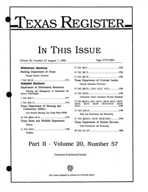 Primary view of object titled 'Texas Register, Volume 20, Number 57, Part II, Pages 5775-5824, August 1, 1995'.