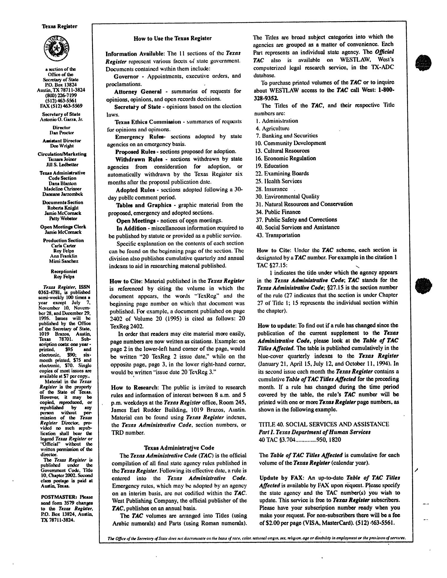 Texas Register, Volume 20, Number 88, Part III, Pages 10015-10162, November 24, 1995
                                                
                                                    None
                                                