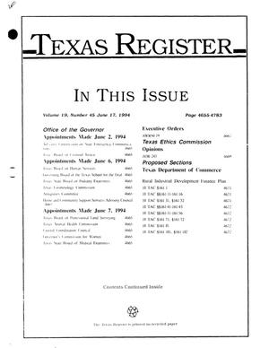 Primary view of object titled 'Texas Register, Volume 19, Number 45, Pages 4655-4783, June 17, 1994'.