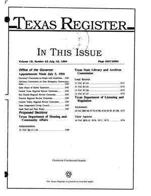 Primary view of object titled 'Texas Register, Volume 19, Number 53, Pages 5557-5664, July 19, 1994'.