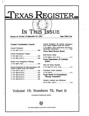 Primary view of object titled 'Texas Register, Volume 19, Number 72, (Part II), Pages 7606-7735, September 27, 1994'.