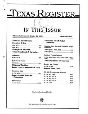 Primary view of object titled 'Texas Register, Volume 19, Number 80, Pages 8563-8650, October 28, 1994'.