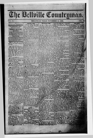 Primary view of object titled 'The Bellville Countryman (Bellville, Tex.), Vol. 3, No. 16, Ed. 1 Saturday, November 15, 1862'.