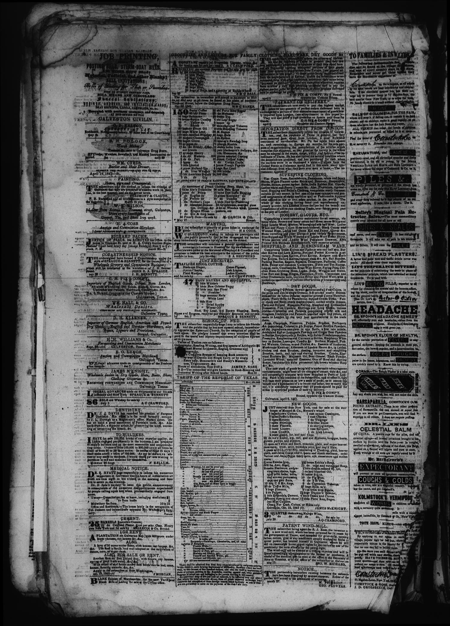 The Civilian and Galveston City Gazette. (Galveston, Tex.), Ed. 1 Wednesday, May 17, 1843
                                                
                                                    [Sequence #]: 4 of 4
                                                