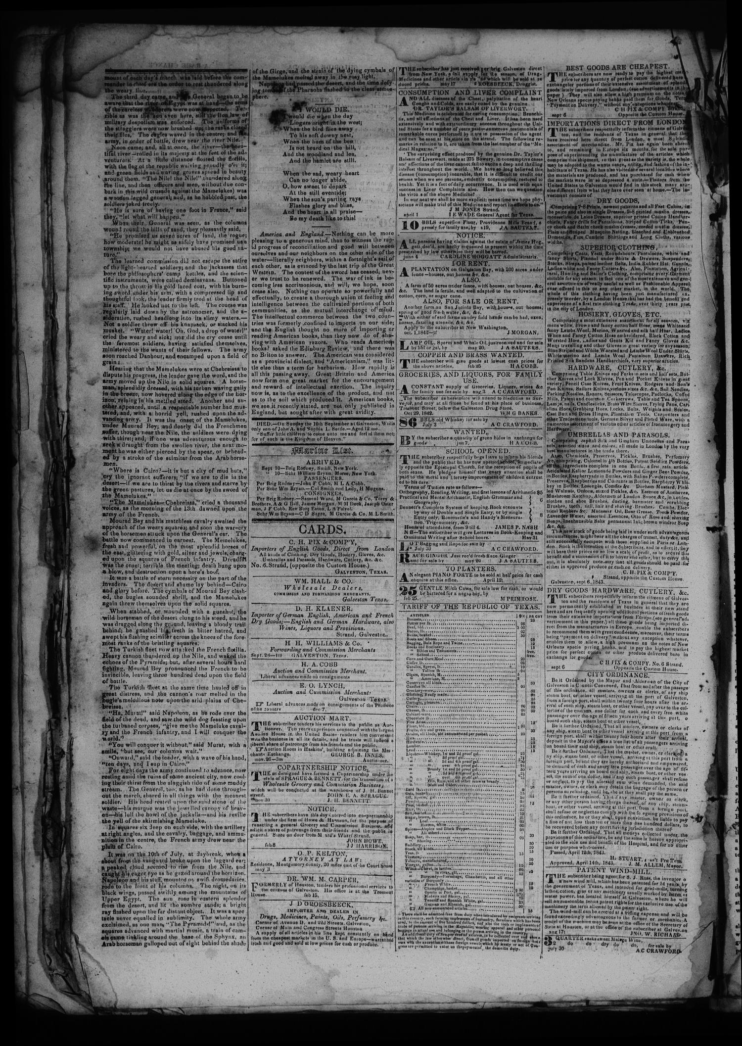 The Civilian and Galveston City Gazette. (Galveston, Tex.), Ed. 1 Saturday, September 16, 1843
                                                
                                                    [Sequence #]: 4 of 4
                                                