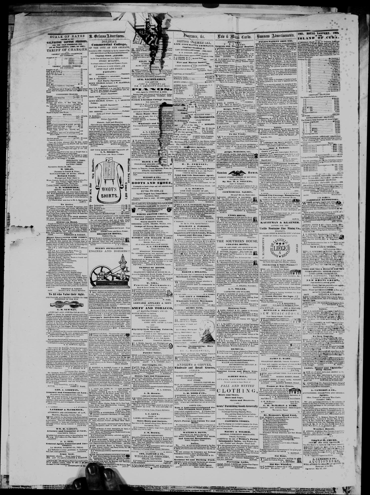 The Civilian and Gazette. Weekly. (Galveston, Tex.), Vol. 24, No. 15, Ed. 1 Tuesday, July 16, 1861
                                                
                                                    [Sequence #]: 4 of 4
                                                