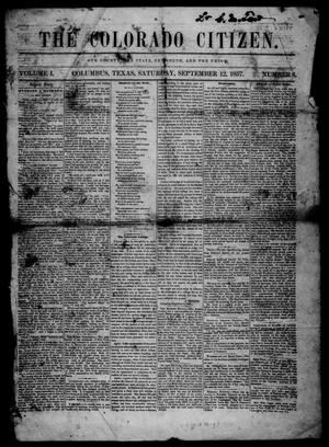 Primary view of object titled 'The Colorado Citizen (Columbus, Tex.), Vol. 1, No. 8, Ed. 1 Saturday, September 12, 1857'.