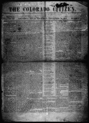 Primary view of object titled 'The Colorado Citizen (Columbus, Tex.), Vol. 3, No. 5, Ed. 1 Thursday, September 29, 1859'.