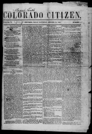 Primary view of object titled 'Colorado Citizen (Columbus, Tex.), Vol. 6, No. 1, Ed. 1 Saturday, October 20, 1866'.