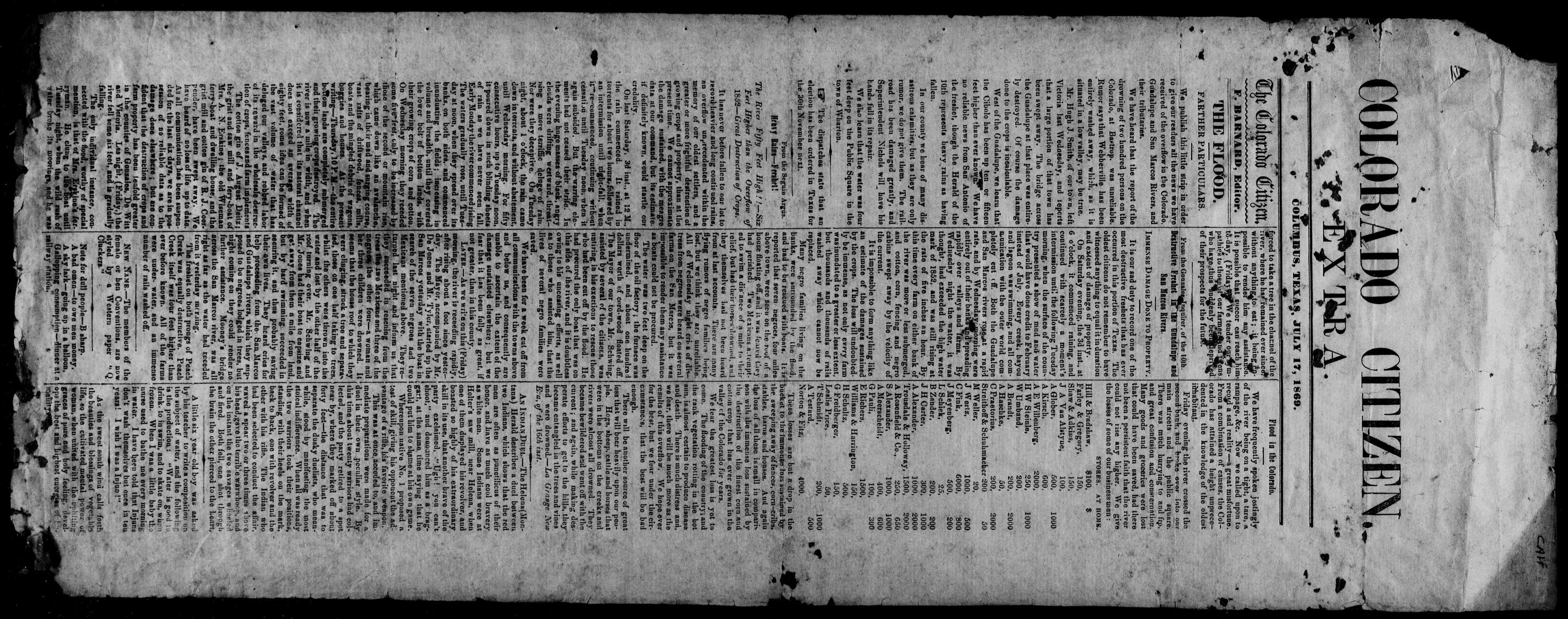 Colorado Citizen (Columbus, Tex.), Ed. 1 Saturday, July 17, 1869
                                                
                                                    [Sequence #]: 1 of 2
                                                