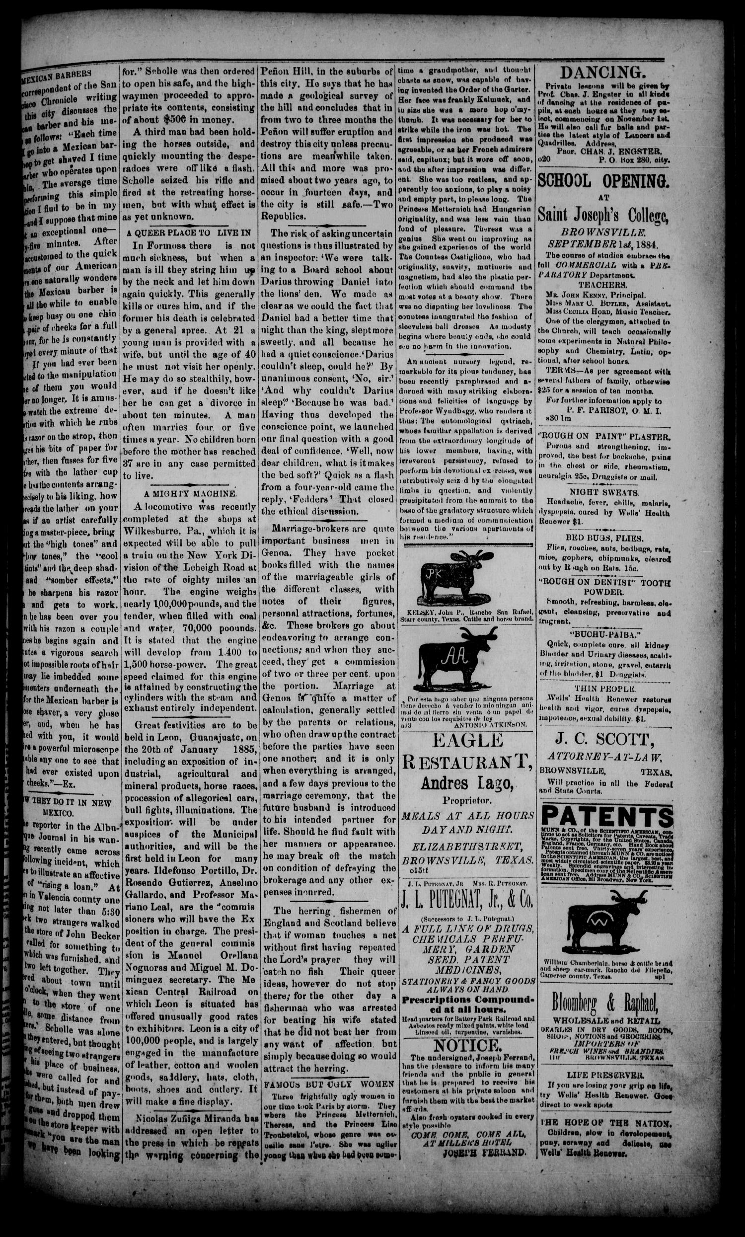 The Daily Cosmopolitan (Brownsville, Tex.), Vol. 6, No. 79, Ed. 1 Tuesday, November 18, 1884
                                                
                                                    [Sequence #]: 3 of 4
                                                