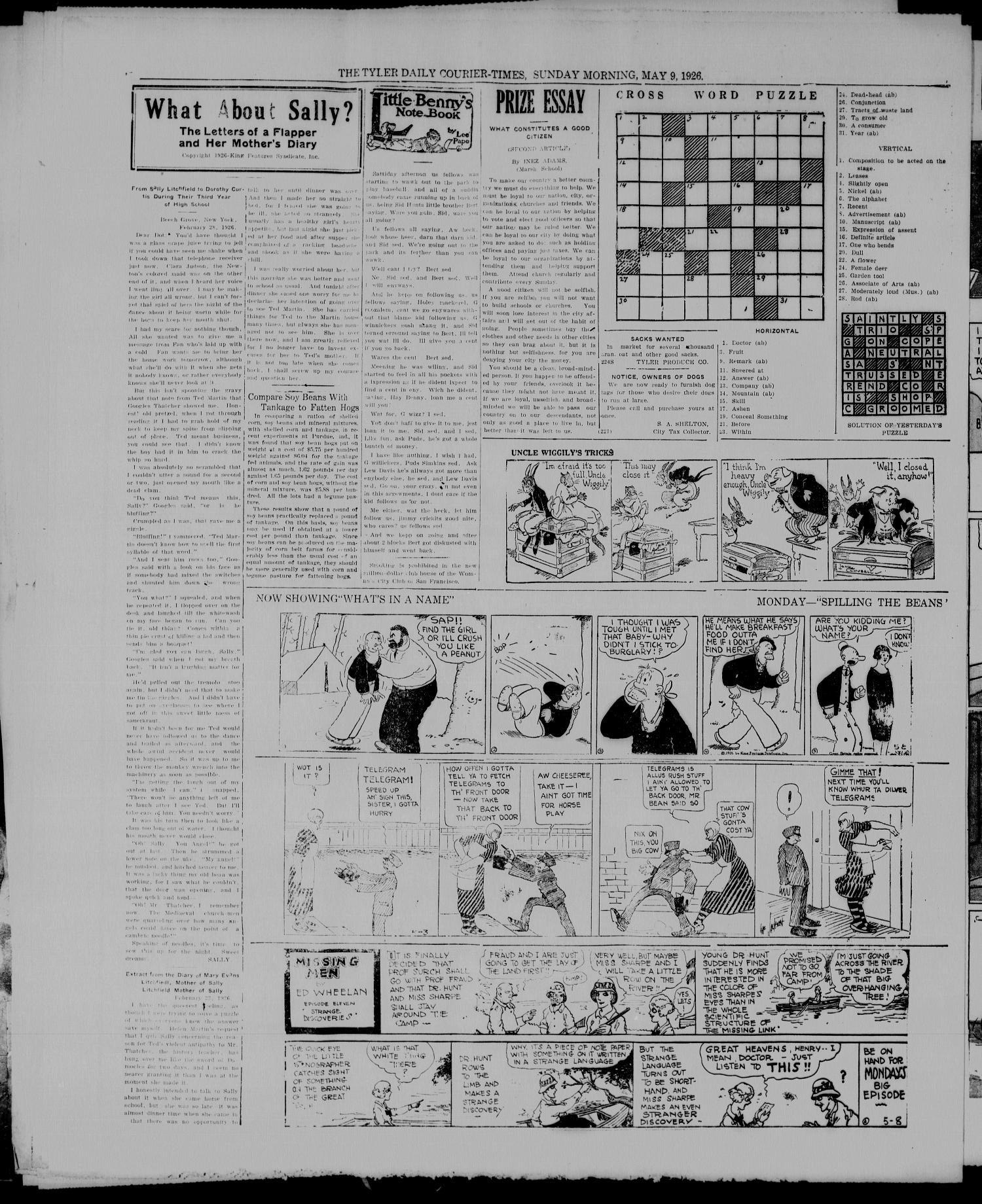 The Tyler Daily Courier-Times. (Tyler, Tex.), Vol. 28, No. 220, Ed. 3 Sunday, May 9, 1926
                                                
                                                    [Sequence #]: 8 of 12
                                                