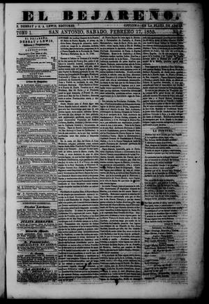 El Bejareño. (San Antonio, Tex.), Vol. 1, No. 2, Ed. 1 Saturday, February 17, 1855