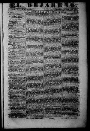 Primary view of object titled 'El Bejareño. (San Antonio, Tex.), Vol. 1, No. 6, Ed. 1 Saturday, April 14, 1855'.