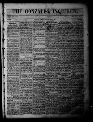 Primary view of object titled 'The Gonzales Inquirer (Gonzales, Tex.), Vol. 1, No. 7, Ed. 1 Saturday, July 16, 1853'.
